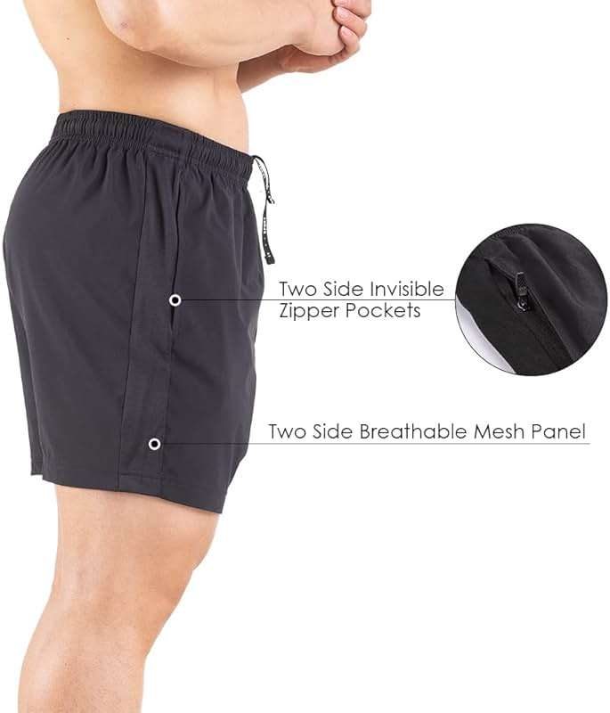 Gaglg Men's 5" Running Shorts 2 Pack Quick Dry Athletic Workout Gym Shorts with Zipper Pockets - Image 5