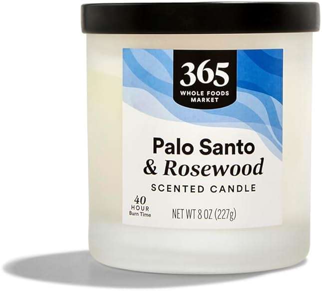 365 by Whole Foods Market, Scented Candle, Palo Santo & Rosewood, 40 Hour Burn Time, 8 Ounce - Image 1