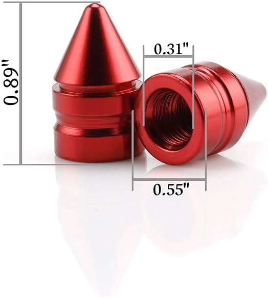 SINGARO Car Tire Valve Caps, 4 Pieces of Universal Aluminum Alloy Tire Trim Accessories Dust Tire Covers for Cars, Trucks, SUVs and Motorcycles(Red) - Image 2