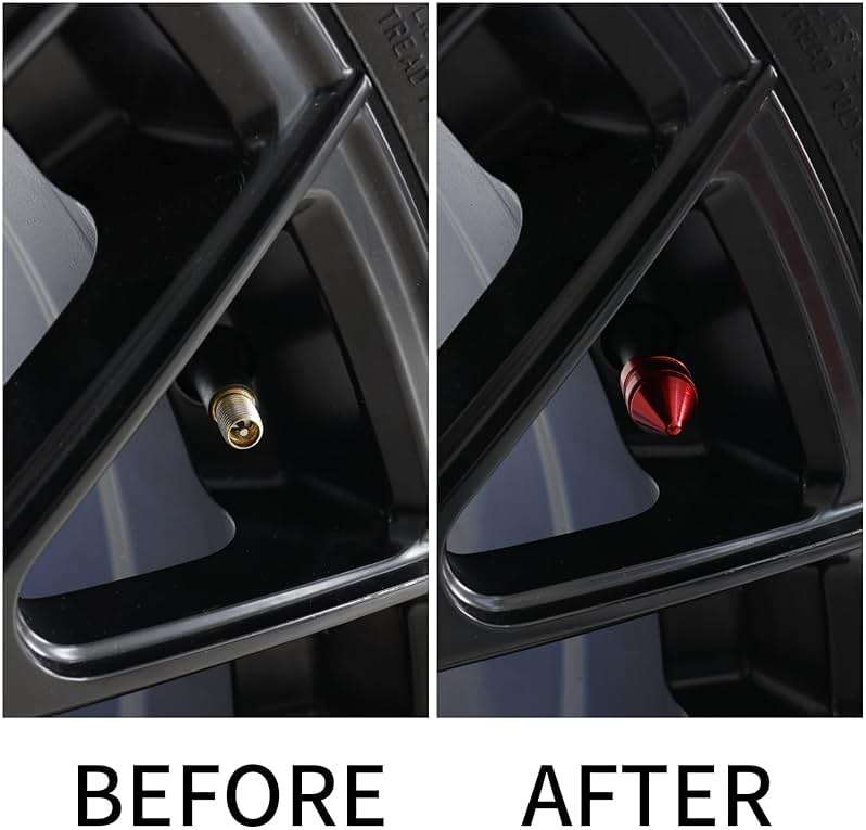 SINGARO Car Tire Valve Caps, 4 Pieces of Universal Aluminum Alloy Tire Trim Accessories Dust Tire Covers for Cars, Trucks, SUVs and Motorcycles(Red) - Image 3
