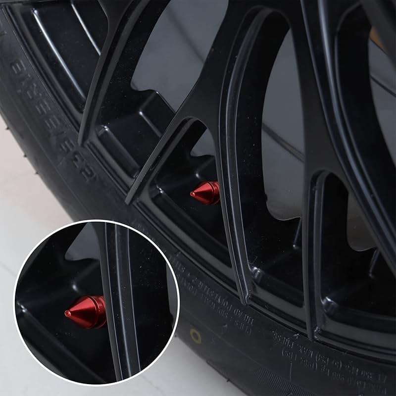 SINGARO Car Tire Valve Caps, 4 Pieces of Universal Aluminum Alloy Tire Trim Accessories Dust Tire Covers for Cars, Trucks, SUVs and Motorcycles(Red) - Image 5