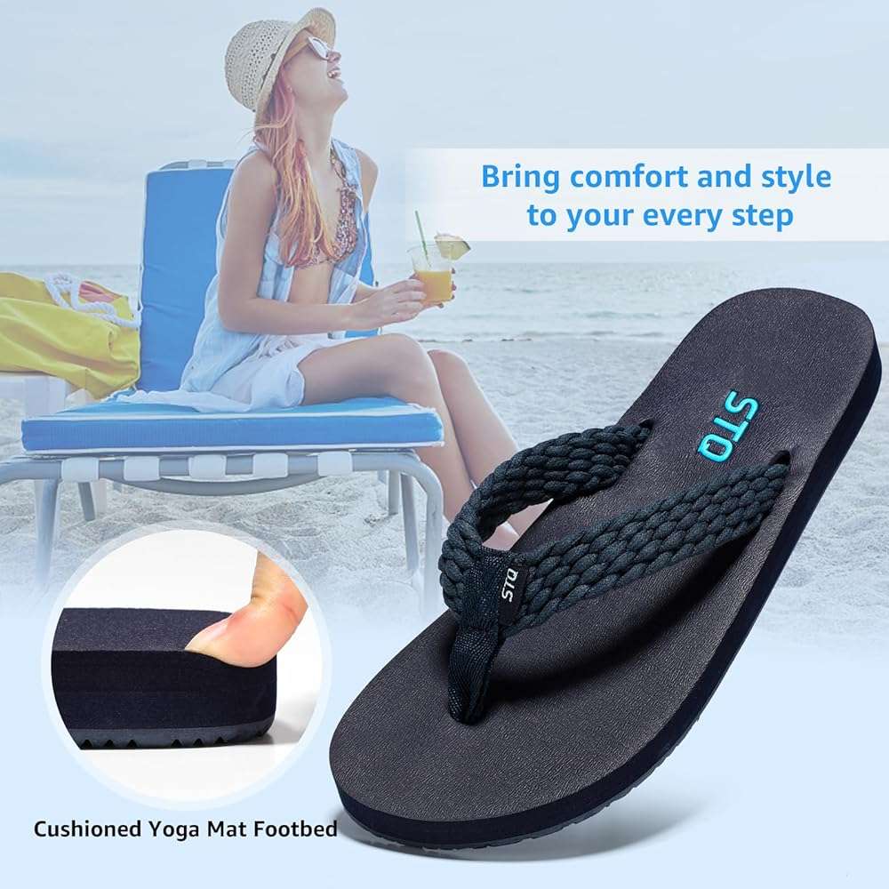 STQ Womens Quick Dry Flip Flops with Yoga Mat Sole丨Arch Support Thong Sandals - Image 4