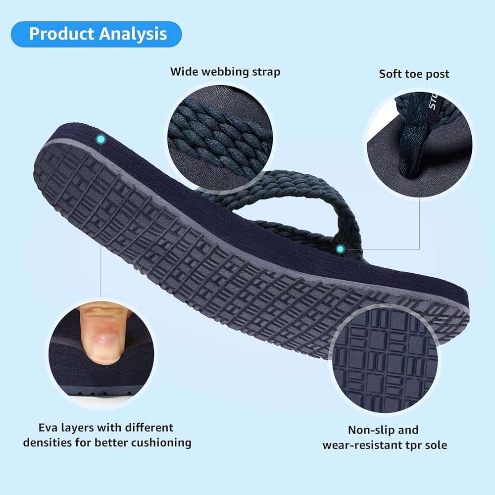 STQ Womens Quick Dry Flip Flops with Yoga Mat Sole丨Arch Support Thong Sandals - Image 5