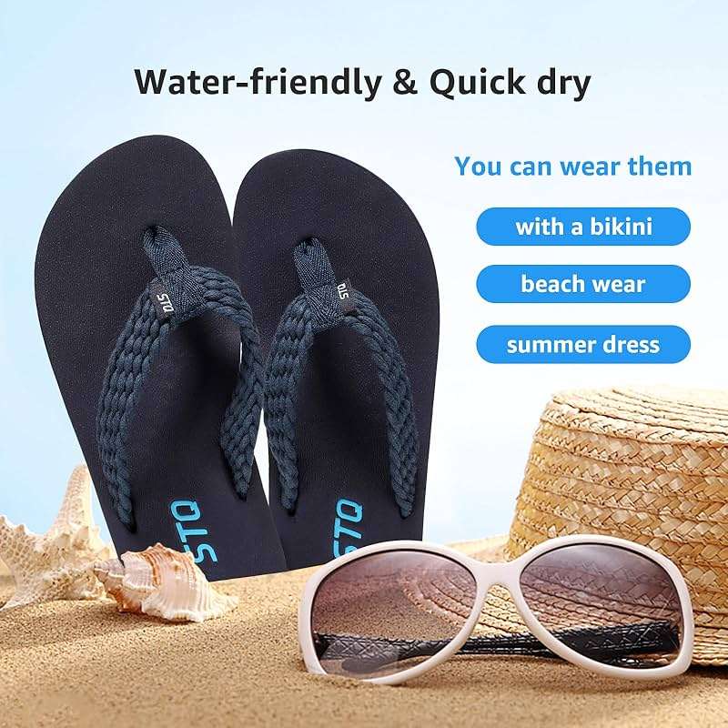 STQ Womens Quick Dry Flip Flops with Yoga Mat Sole丨Arch Support Thong Sandals - Image 7