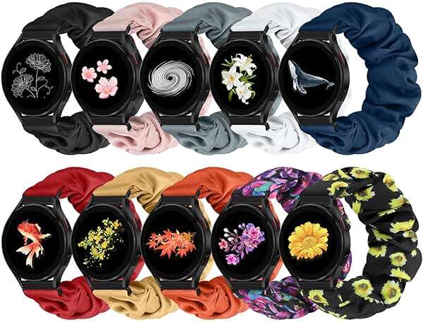 Runostrich Compatible with Samsung Galaxy Watch 7 6 5 4 40mm 44mm/Garmin Vívoactive 6/5/3/3 Music/Forerunner 570 42mm/55/158/165/245/645/Amazift Active 2/Active, 10pack 20mm Scrunchie Watch Band - Image 1