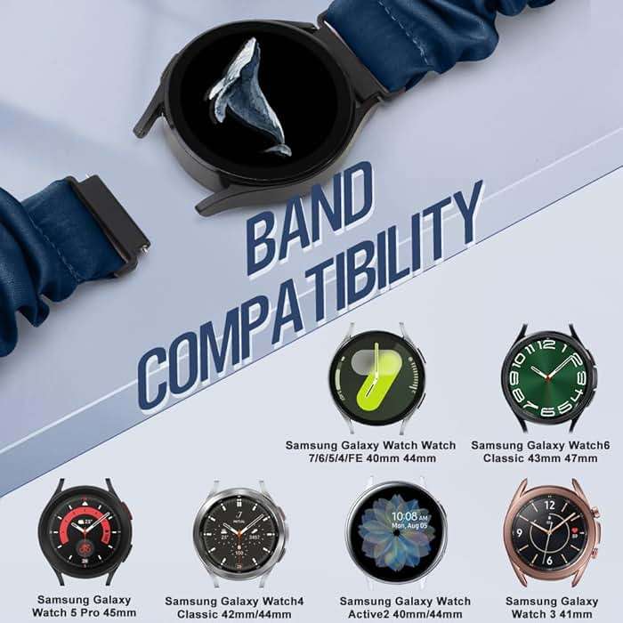 Runostrich Compatible with Samsung Galaxy Watch 7 6 5 4 40mm 44mm/Garmin Vívoactive 6/5/3/3 Music/Forerunner 570 42mm/55/158/165/245/645/Amazift Active 2/Active, 10pack 20mm Scrunchie Watch Band - Image 4