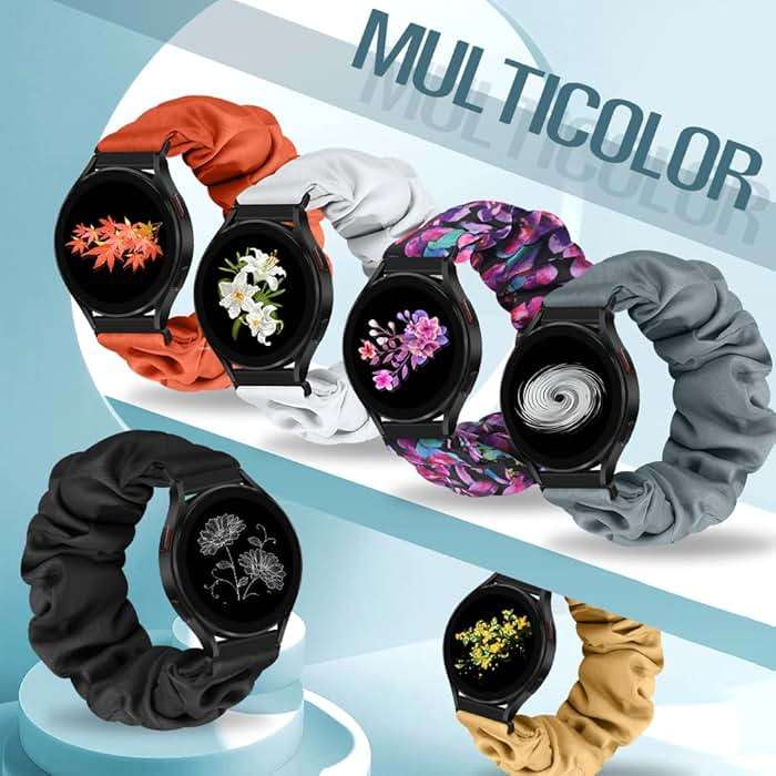 Runostrich Compatible with Samsung Galaxy Watch 7 6 5 4 40mm 44mm/Garmin Vívoactive 6/5/3/3 Music/Forerunner 570 42mm/55/158/165/245/645/Amazift Active 2/Active, 10pack 20mm Scrunchie Watch Band - Image 6