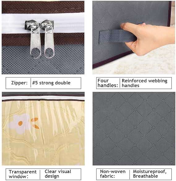 Budding Joy 90L Under Bed Storage Containers, Closet Organizers and Storage Bins, Foldable Underbed Storage Bags for Linen Sheets, Blanket, Clothing, Comforter, Sweaters, Pillows, Wrapping Paper, Grey - Image 5