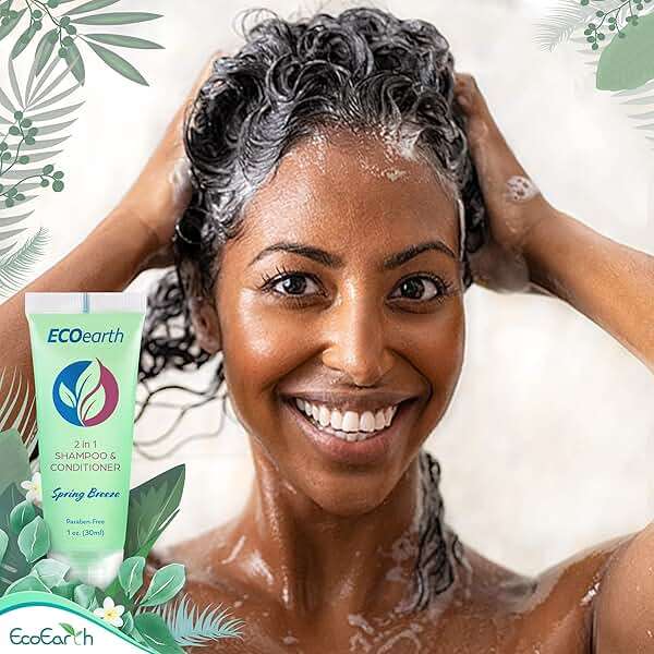 EcoEarth Travel Size Shampoo Conditioner 2-in-1 (1 fl oz, 100 PK, Spring Breeze) Delight Your Guests w/Revitalizing & Refreshing Conditioning Shampoo Amenities, Small Size Hotel Toiletries in Bulk - Image 3