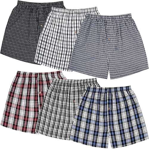 JupiterSecret Men's Woven Boxers Underwear Pack Cotton Boxer Shorts Assorted Colors - Image 1