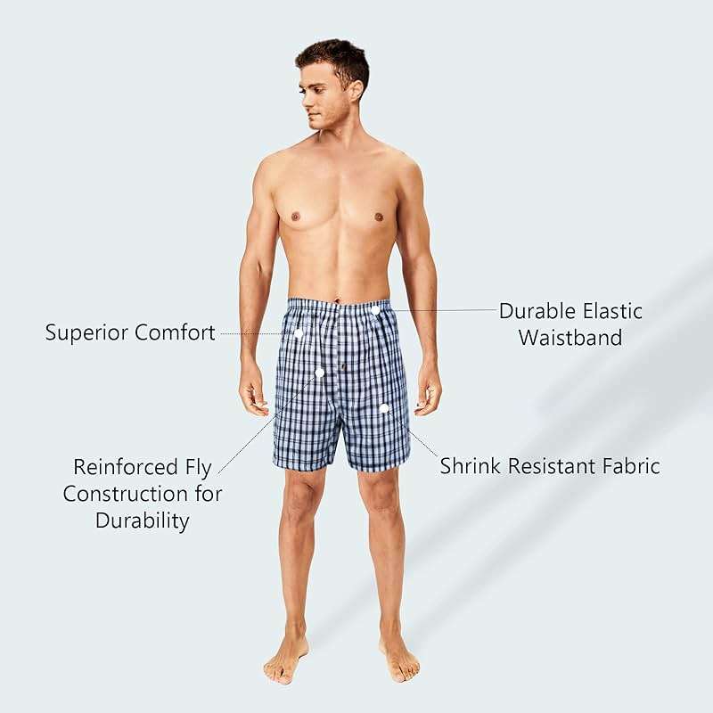 JupiterSecret Men's Woven Boxers Underwear Pack Cotton Boxer Shorts Assorted Colors - Image 3