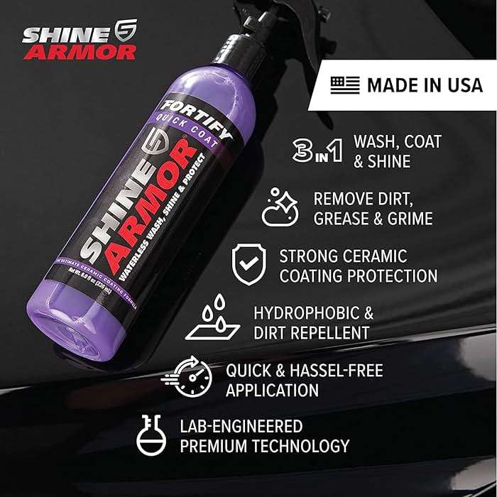 SHINE ARMOR Fortify Quick Coat: 3-in-1 Complete Detailing Spray - Car Wax, Waterless Wash and Ceramic Coating - Paint Protection for Cars, Trucks, Bikes and SUVs, Made in USA, 16floz - Image 3