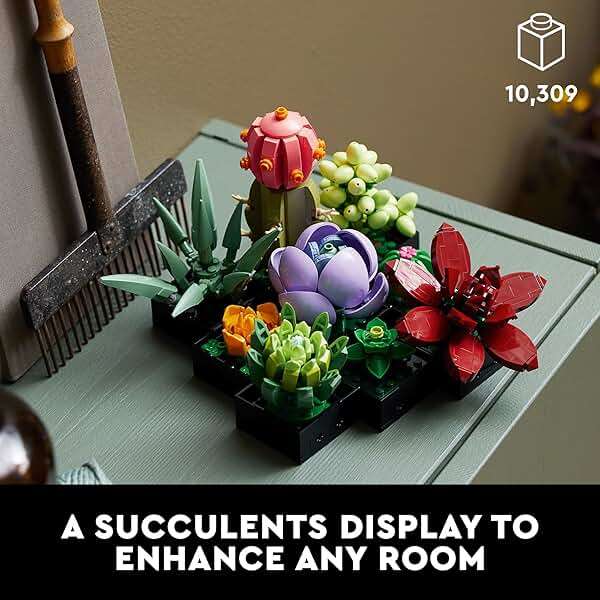 LEGO Botanicals Succulents - Artificial Indoor Plant Building Set for Home, Kitchen, Desk Decor Adults Ages 18+ - Gift for Birthdays - 10309 - Image 3