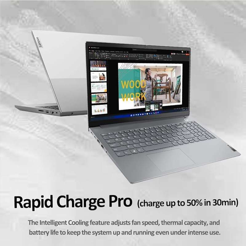 Lenovo ThinkBook 15 Business Laptop (15.6" FHD Anti-Glare, 16GB RAM, 512GB SSD, AMD Ryzen 7 5825U (> Intel i7-1165G7)), FHD Webcam w/ Shutter, Military Grade, Fingerprint, Ethernet, Win 11 Pro, Grey - Image 4