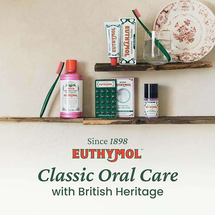 EUTHYMOL Original Pink Toothpaste (3.7fl oz/Pack of 1) - Fluoride-Free Toothpaste for Sensitive Teeth & Gum. Bad Breath, Cavity Prevention, 12-Hour Long Lasting Freshness with Wintergreen - Image 8