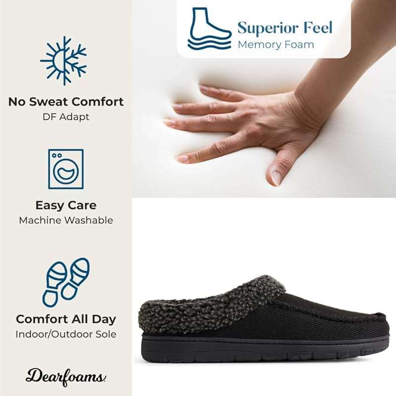 Dearfoams Men’s Brendan Indoor/Outdoor Breathable Memory Foam Clog House Shoe with Wide Widths Slipper - Image 5