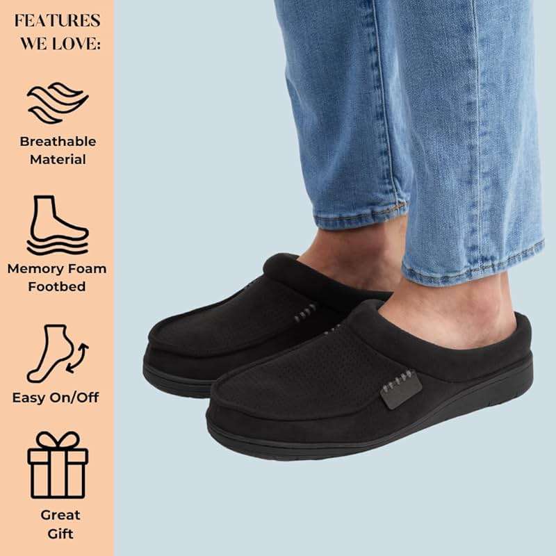 Dearfoams Men’s Brendan Indoor/Outdoor Breathable Memory Foam Clog House Shoe with Wide Widths Slipper - Image 6