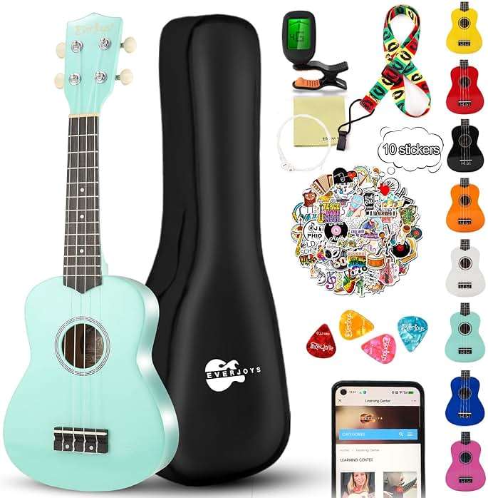 Soprano Ukulele Beginner Kit 21 Inch w/Free Online Lesson Gig Bag Tuner Picks Strap, Fast to Learn - Image 1