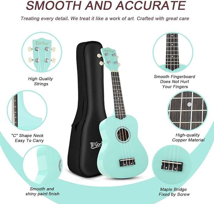 Soprano Ukulele Beginner Kit 21 Inch w/Free Online Lesson Gig Bag Tuner Picks Strap, Fast to Learn - Image 2