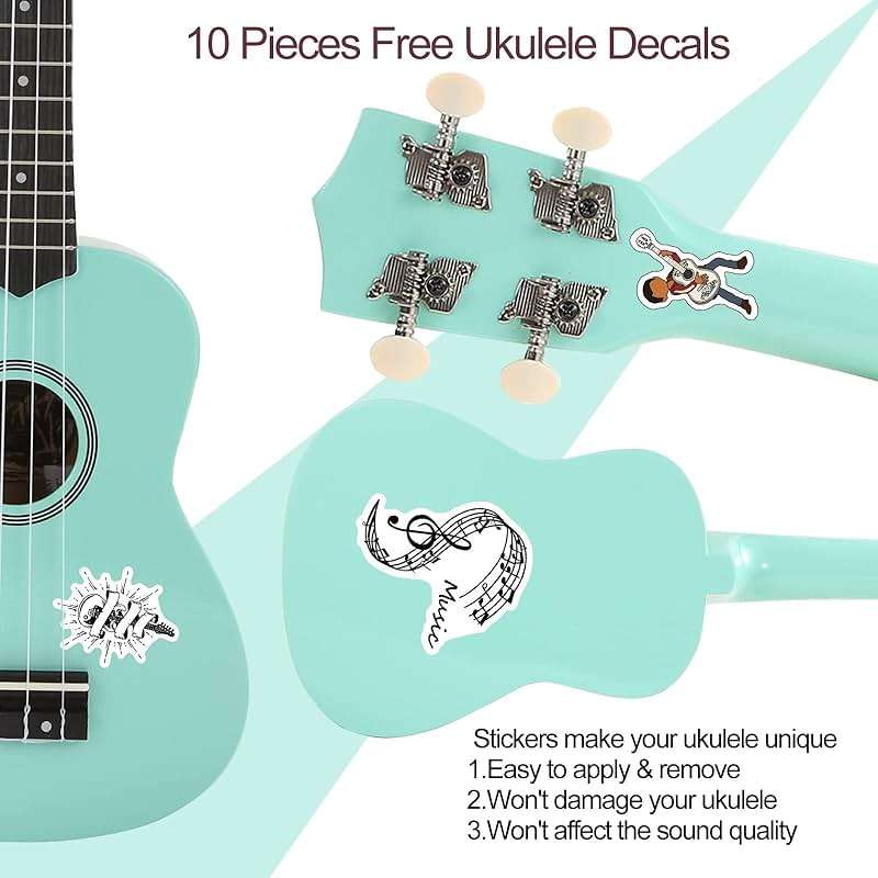Soprano Ukulele Beginner Kit 21 Inch w/Free Online Lesson Gig Bag Tuner Picks Strap, Fast to Learn - Image 6
