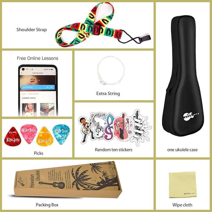 Soprano Ukulele Beginner Kit 21 Inch w/Free Online Lesson Gig Bag Tuner Picks Strap, Fast to Learn - Image 7