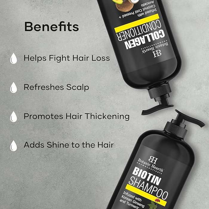 Botanic Hearth Biotin Shampoo and Conditioner with Collagen | Fights Hair Loss & with Korean Ginseng & Turmeric, Conditioner Promotes Hair with Avocado and Coconut | 16 fl oz x 2 - Image 4