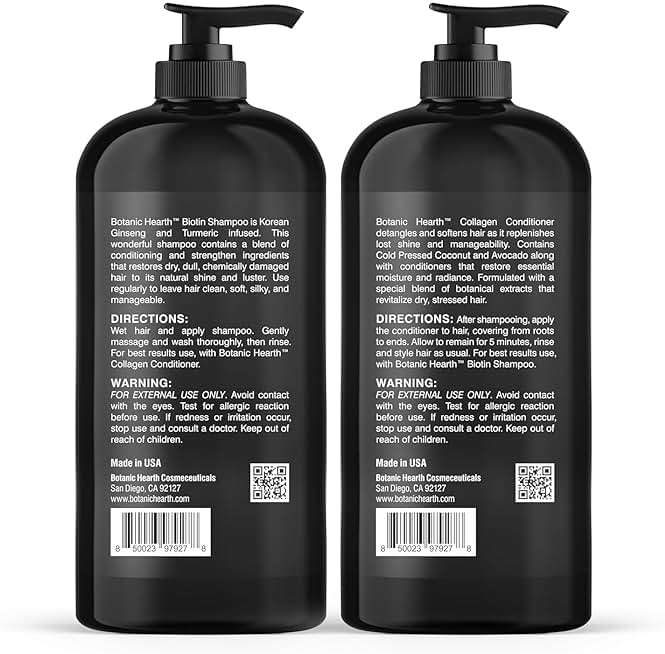 Botanic Hearth Biotin Shampoo and Conditioner with Collagen | Fights Hair Loss & with Korean Ginseng & Turmeric, Conditioner Promotes Hair with Avocado and Coconut | 16 fl oz x 2 - Image 6