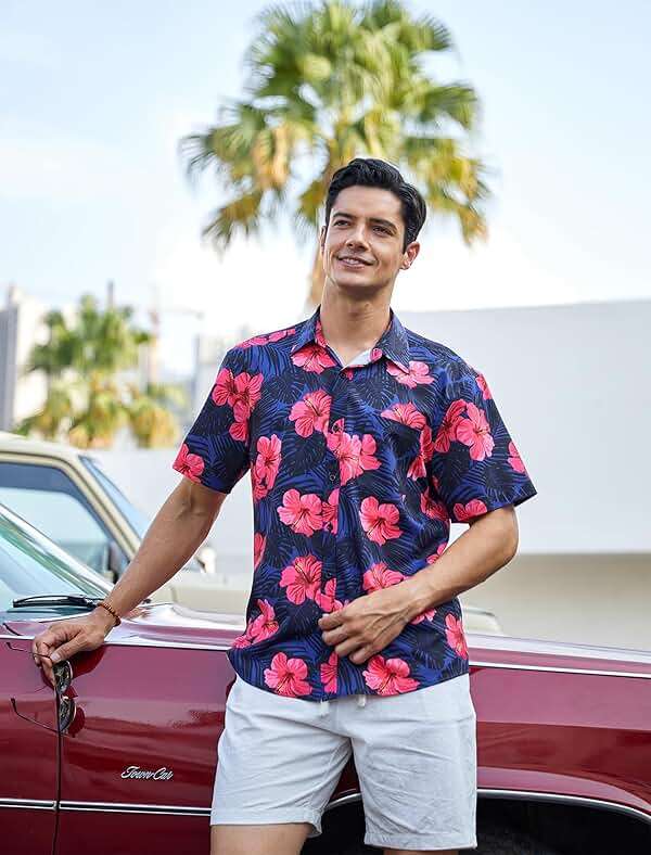 Men's Hawaiian Shirts Short Sleeve Casual Floral Button Down Tropical Shirt Summer Holiday Beach Aloha Hawaii Shirt - Image 2
