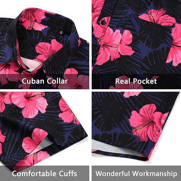 Men's Hawaiian Shirts Short Sleeve Casual Floral Button Down Tropical Shirt Summer Holiday Beach Aloha Hawaii Shirt - Image 4