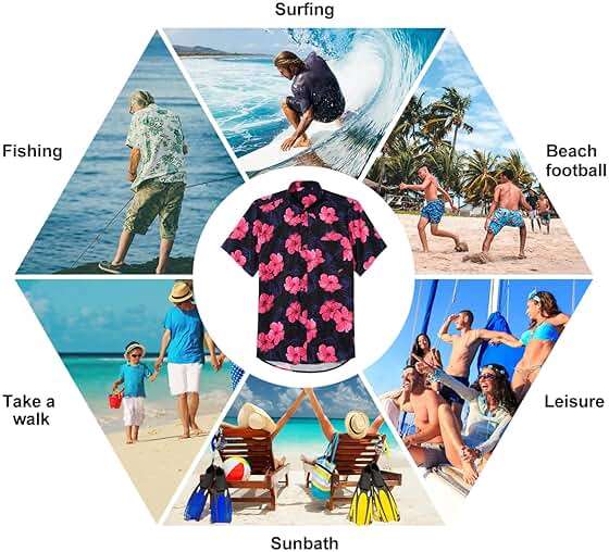 Men's Hawaiian Shirts Short Sleeve Casual Floral Button Down Tropical Shirt Summer Holiday Beach Aloha Hawaii Shirt - Image 6