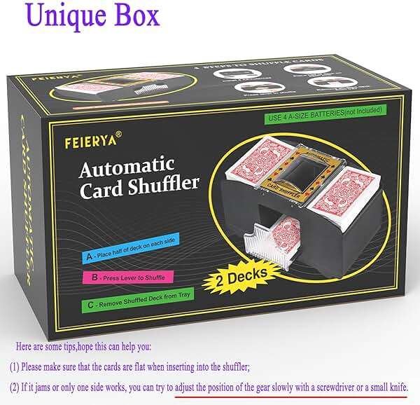 FEIERYA Automatic Card Shuffler 2 Deck,Battery-Operated Electric UNO Poker Shuffler,Playing Card Shuffler for Home Card Game,Travel - Image 5