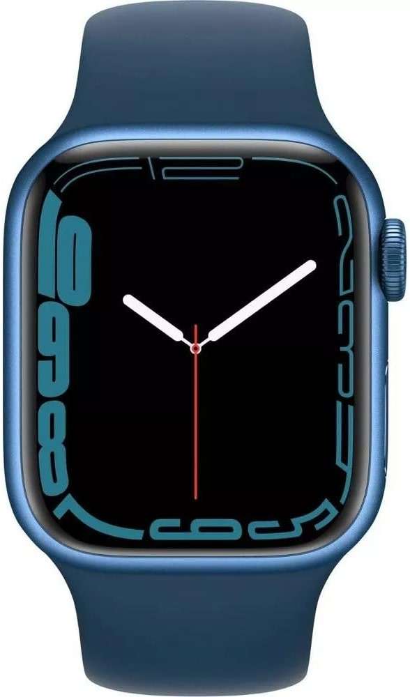 Apple Watch Series 7 (GPS + Cellular, 45mm) Blue Aluminum Case with Abyss Blue Sport Band, Regular (Renewed) - Image 2