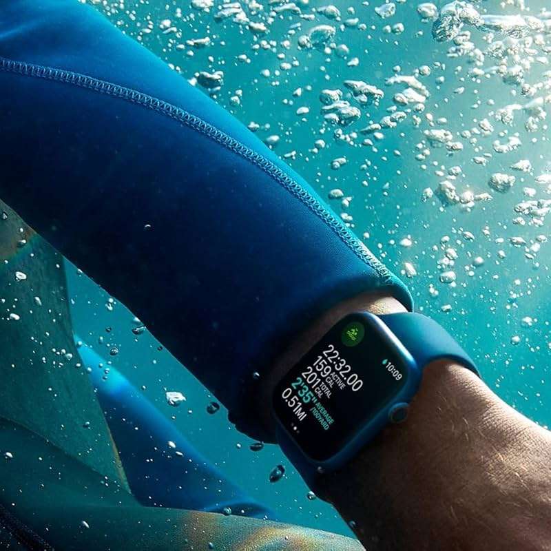 Apple Watch Series 7 (GPS + Cellular, 45mm) Blue Aluminum Case with Abyss Blue Sport Band, Regular (Renewed) - Image 4