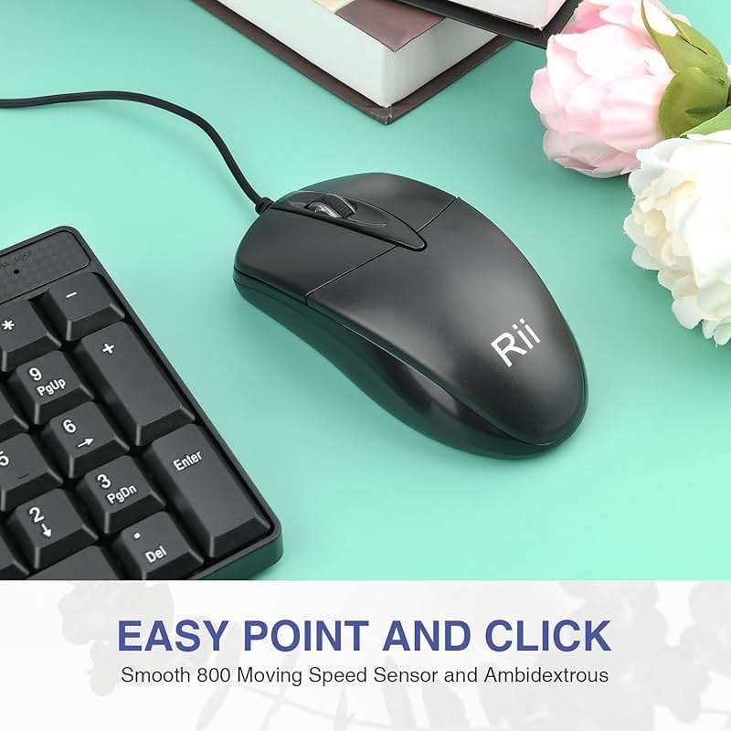 Basic Keyboard and Mouse,Rii RK203 Ultra Full Size Slim USB Basic Wired Mouse and Keyboard Combo Set with Number Pad for Computer,Laptop,PC,Notebook,Windows and School Work(1 Pack) - Image 5