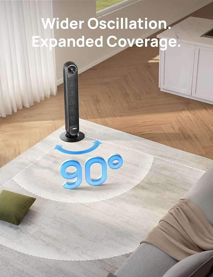 DREO Tower Fan for Bedroom, Smart Oscillating Quiet Floor Fans, Standing Bladeless Fan with Remote and WiFi Voice Control, 4 Modes, 4 Speeds, 8H Timer, 28dB, Works with Alexa/Google - Image 5