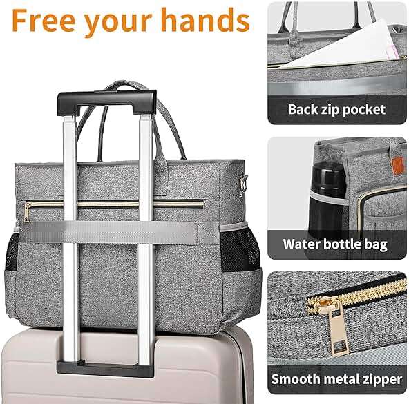 Rabjen Nurse Tote Bag for Work with Padded 15.6” Laptop Sleeve, Medical Supplies Shoulder Bag for Home Health Care - Image 5