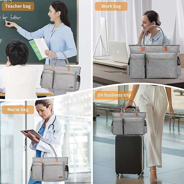 Rabjen Nurse Tote Bag for Work with Padded 15.6” Laptop Sleeve, Medical Supplies Shoulder Bag for Home Health Care - Image 6