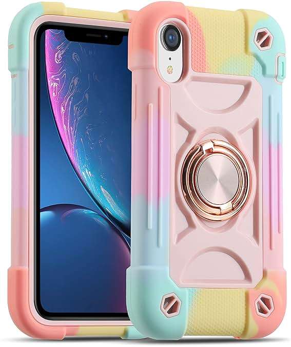 MARKILL Compatible with iPhone XR Case 6.1 Inch with Ring Stand, Heavy-Duty Military Grade Shockproof Phone Cover for iPhone XR 6.1. - Image 1