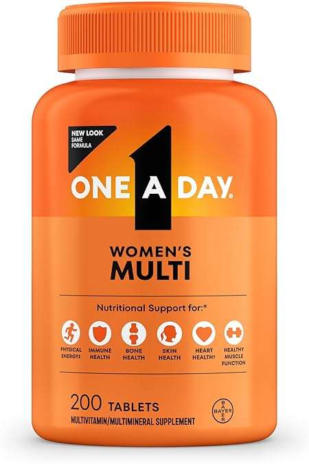 One A Day Multivitamin for Women- Daily Vitamins for Woman with Biotin, Calcium, Folic Acid, Iron & Zinc, Complete Women’s Vitamins, 200 Ct (Packaging May Vary) - Image 1