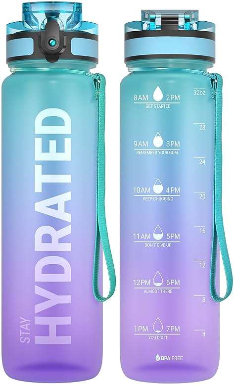 Sahara Sailor Water Bottle 32oz, Durable and Leakproof Water Bottles Motivational with Time Marker, Tritan, BPA Free, Wide Mouth with Easy Clean Brush for Gym, Travel, Home, School, Office (1 Bottle) - Image 1