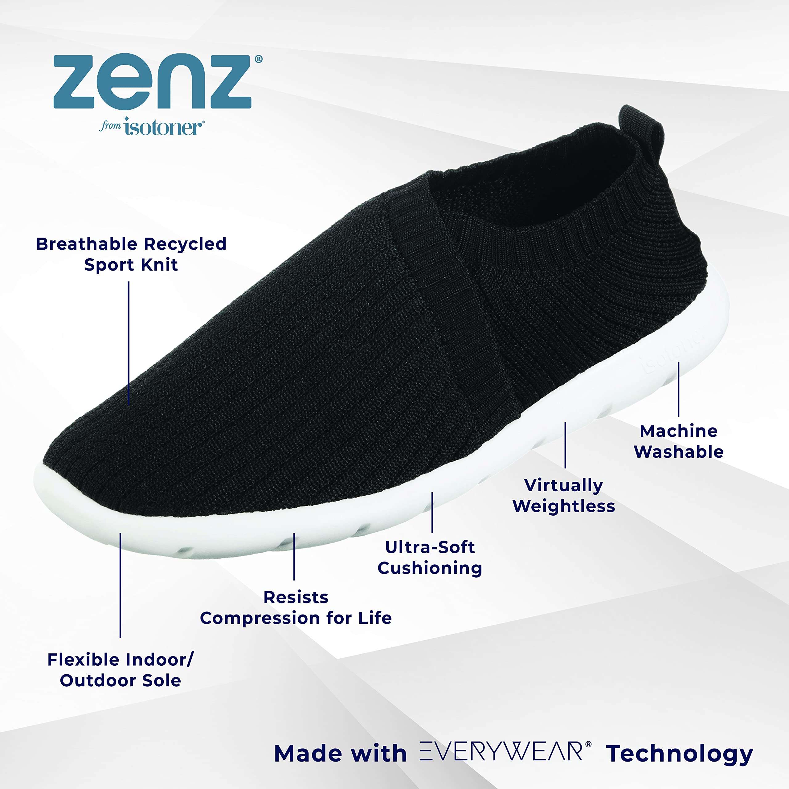 Isotoner Womens Lightweight Recycled Stretch Sport Knit Slip-on Slipper Bootie - Image 3