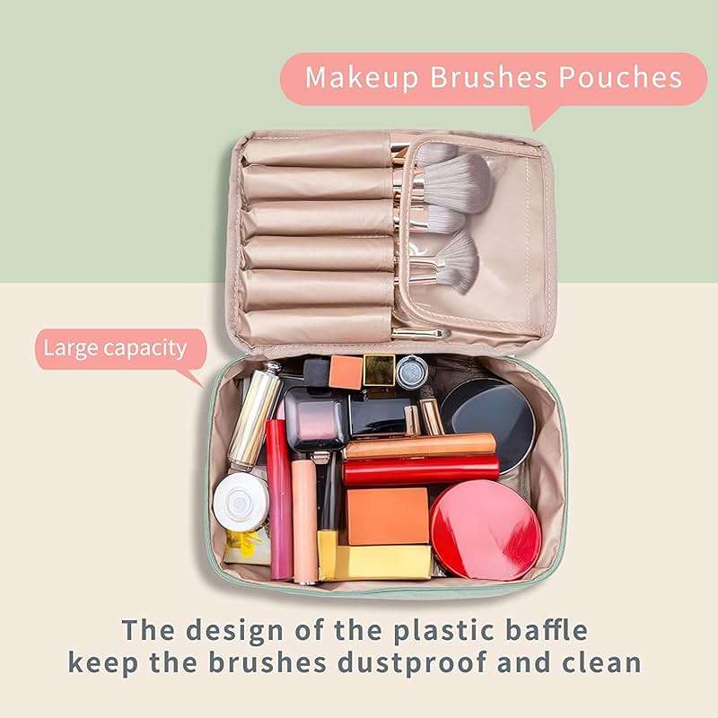 Queboom Travel Makeup Bag Cosmetic Bag Makeup Bag Toiletry bag for women and men (Green) - Image 5