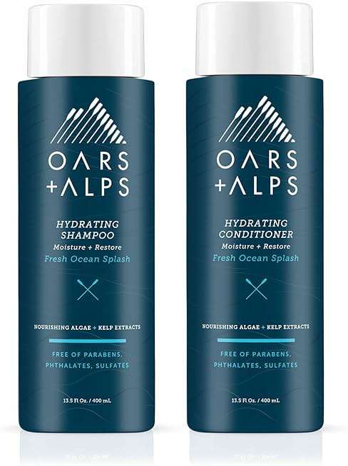Oars + Alps Men's Sulfate Free Hair Shampoo and Conditioner Set for Men & Women, Infused with Kelp & Algae Extracts, Nourishing & Moisturizing, Paraben Free, Fresh Ocean Splash Scent, 2pk, 13.5oz - Image 1