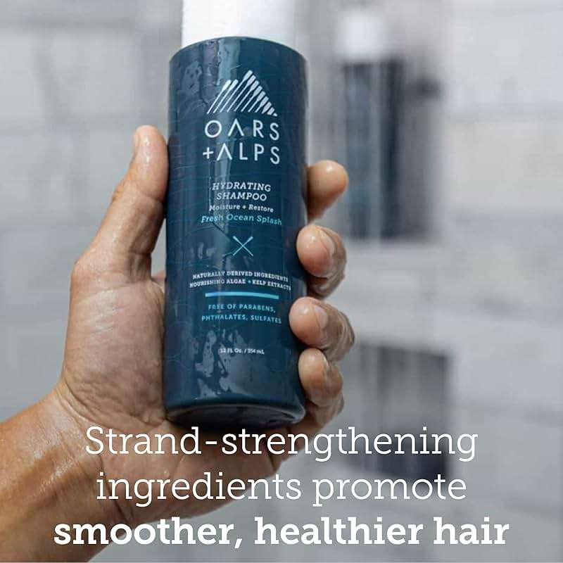 Oars + Alps Men's Sulfate Free Hair Shampoo and Conditioner Set for Men & Women, Infused with Kelp & Algae Extracts, Nourishing & Moisturizing, Paraben Free, Fresh Ocean Splash Scent, 2pk, 13.5oz - Image 3