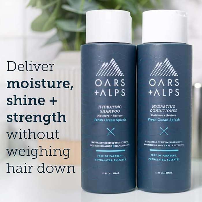 Oars + Alps Men's Sulfate Free Hair Shampoo and Conditioner Set for Men & Women, Infused with Kelp & Algae Extracts, Nourishing & Moisturizing, Paraben Free, Fresh Ocean Splash Scent, 2pk, 13.5oz - Image 5