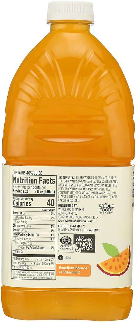 365 by Whole Foods Market, Organic Mango Passionfruit Juice, Reduced Sugar, 64 Fl Oz - Image 2