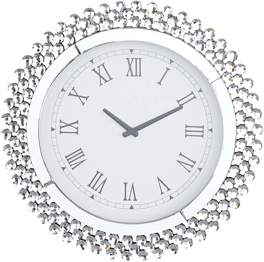 Deco 79 Glass Starburst Decorative Wall Clock Mirrored for Home and Room, 2" x 20" x 20", Silver - Image 1