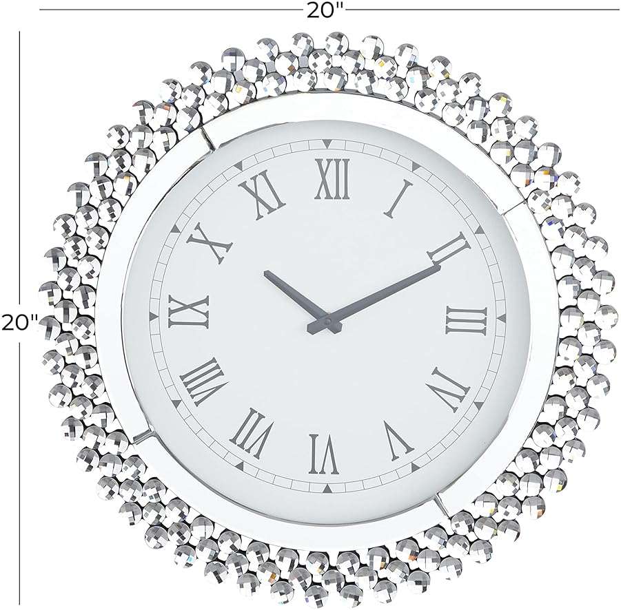 Deco 79 Glass Starburst Decorative Wall Clock Mirrored for Home and Room, 2" x 20" x 20", Silver - Image 3