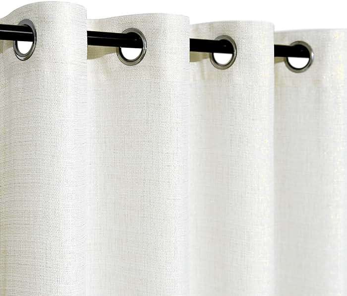 Cream and Gold Curtains 84 inch Length for Living Room 2 Panel Set Grommet Semi Sheer Sparkle Shimmer Shiny Glitter Metallic Gold Ivory Curtain for Bedroom Fancy Modern Luxury Decorative 84 Long Beige - Image 3