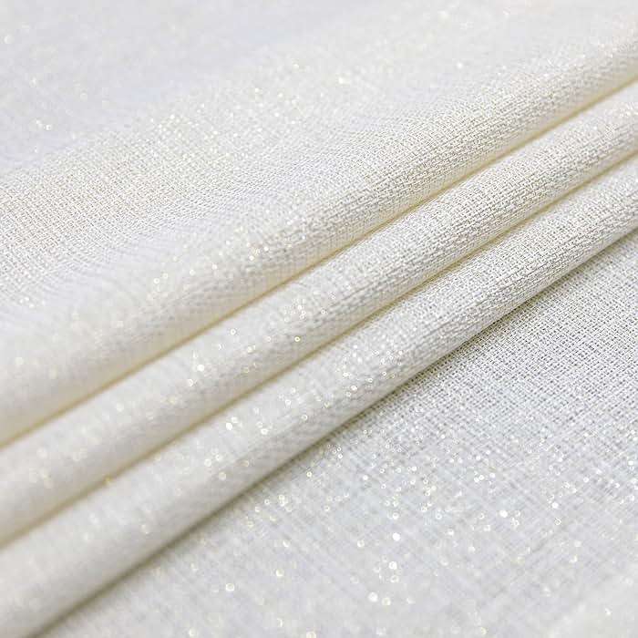 Cream and Gold Curtains 84 inch Length for Living Room 2 Panel Set Grommet Semi Sheer Sparkle Shimmer Shiny Glitter Metallic Gold Ivory Curtain for Bedroom Fancy Modern Luxury Decorative 84 Long Beige - Image 5